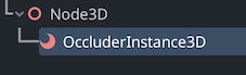 The create new node dialogue in Godot, showing the tree “Node3D/OccluderInstance3D”